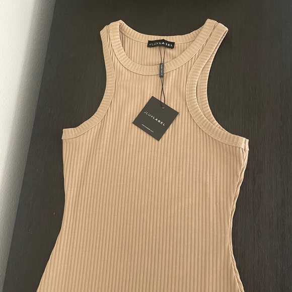 JLUXLABEL Tan Ribbed Mini Dress - Picture 2 of 4